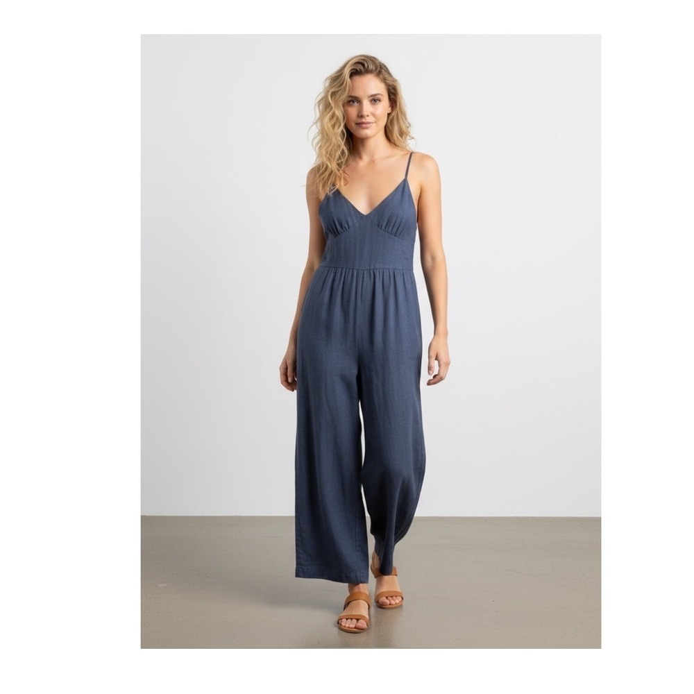 Japna Blue Spaghetti Strap V-Neck Jumpsuit